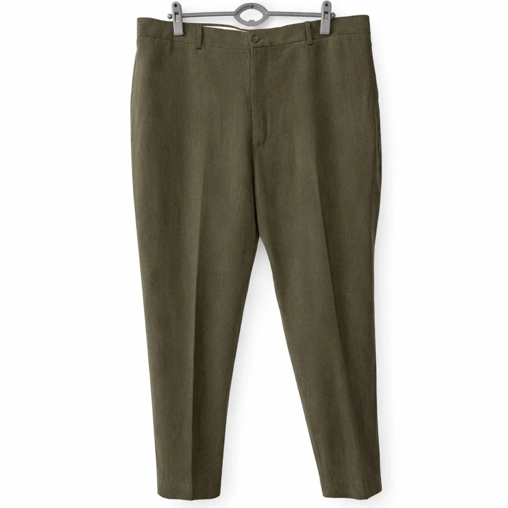 Wilke-Rodriguez Mens Brown Taupe Herringbone‎ Tencel Wool Dress Pants 40 Waist